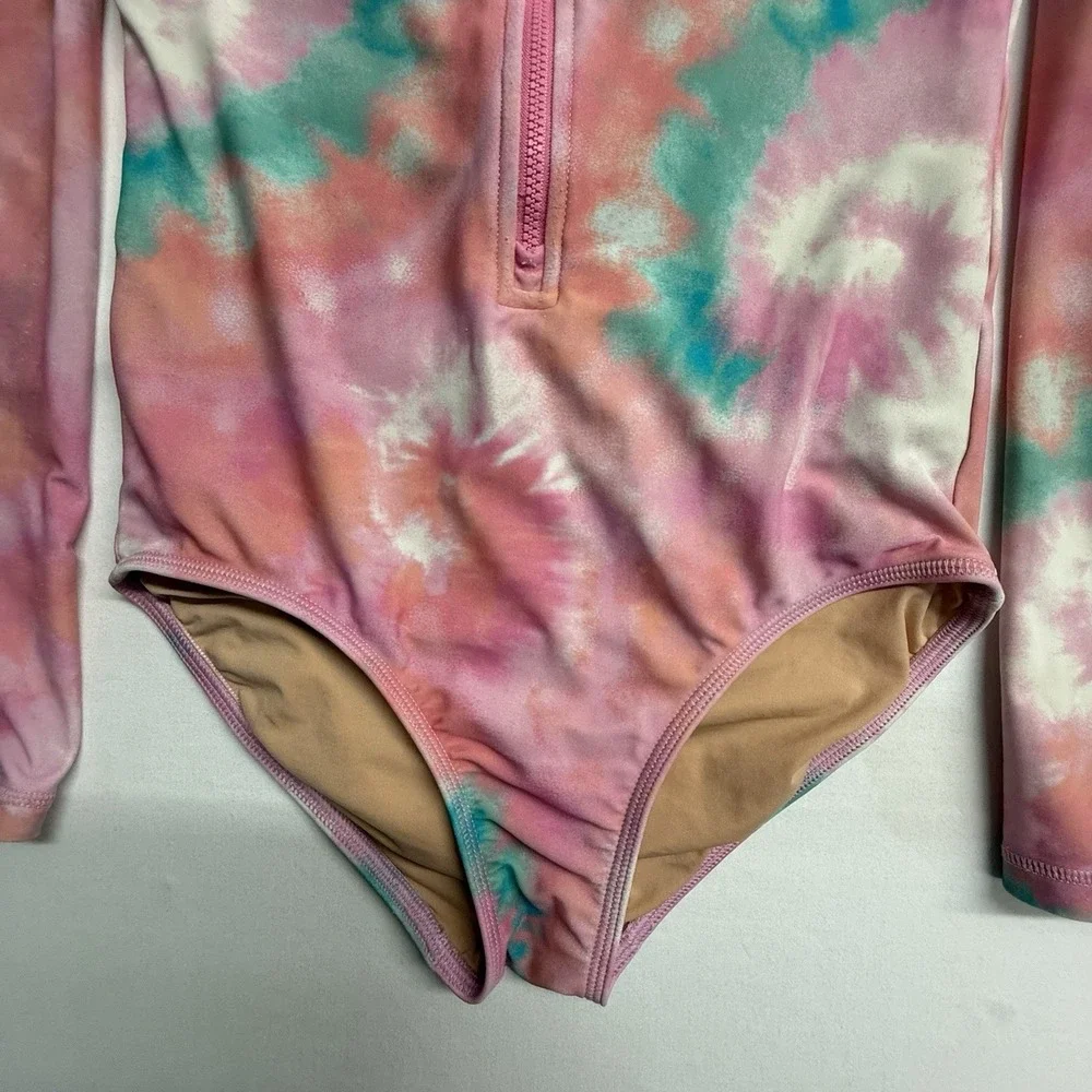 Crewcuts‎ Rash Guard One Piece Girls 10 Tie Dye UPF 50 Swim Surf Suit